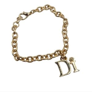 Diamonds International Gold Tone Chain Charm Bracelet & Charm Clear Stone